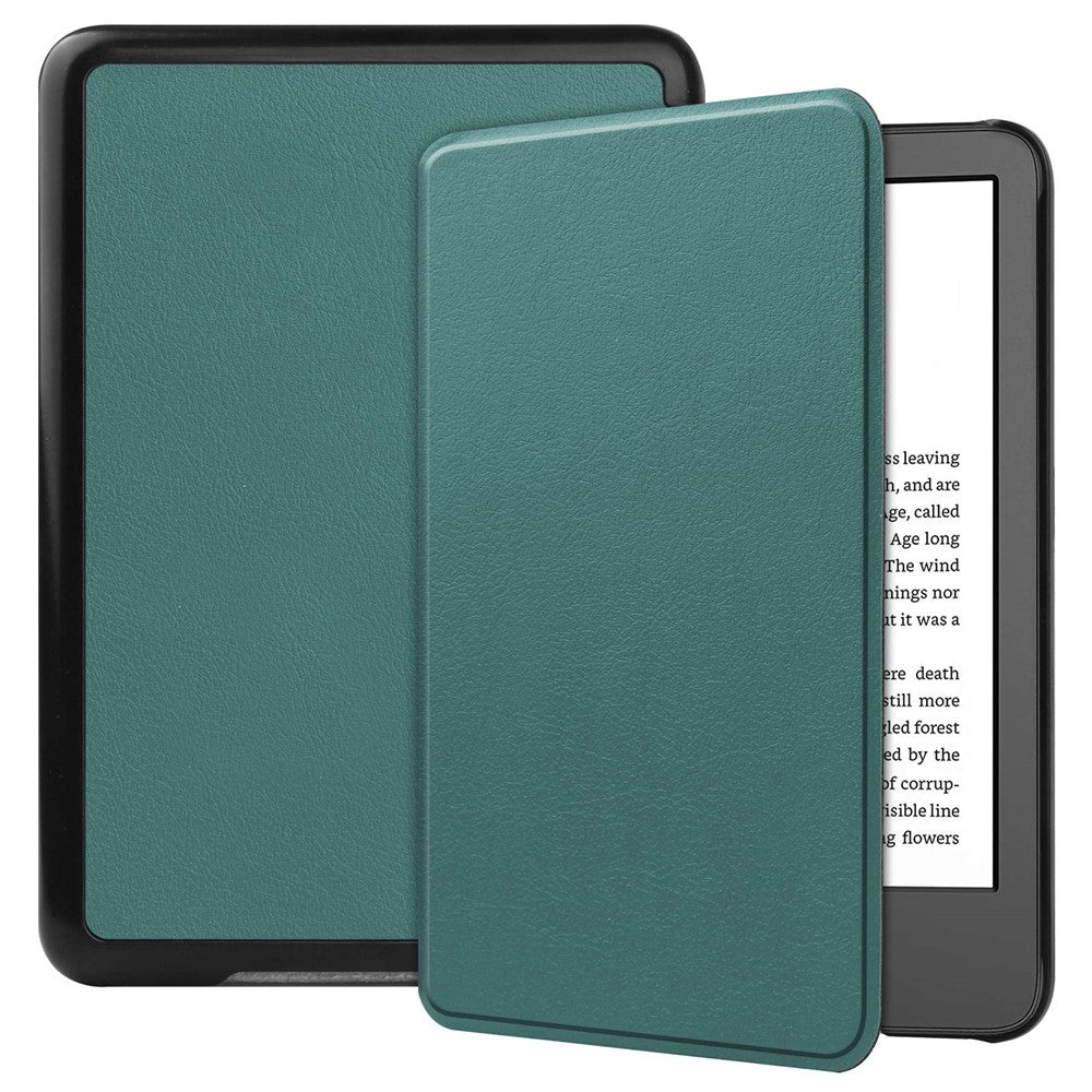 For Amazon Kindle 6 inch (2024) / (2022) Solid Color PU Leather Cover Auto Sleep / Wake Anti-Scratch E-Reader Case