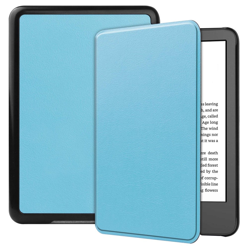 For Amazon Kindle 6 inch (2024) / (2022) Solid Color PU Leather Cover Auto Sleep / Wake Anti-Scratch E-Reader Case