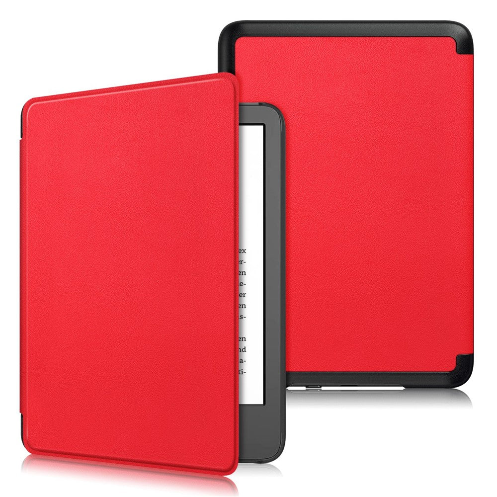 For Amazon Kindle 6" (2022) PU Leather Folio Case Auto Sleep / Wake Feature Solid Color Tablet Cover