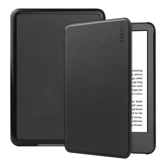 ENKAY For Amazon Kindle 6" (2022) Protective Cover Anti-Drop PU Leather Hard PC Tablet Case with Auto Sleep / Wake Function