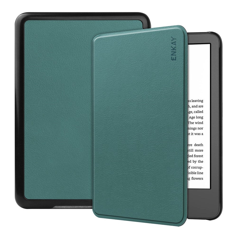 ENKAY For Amazon Kindle 6" (2022) Protective Cover Anti-Drop PU Leather Hard PC Tablet Case with Auto Sleep / Wake Function