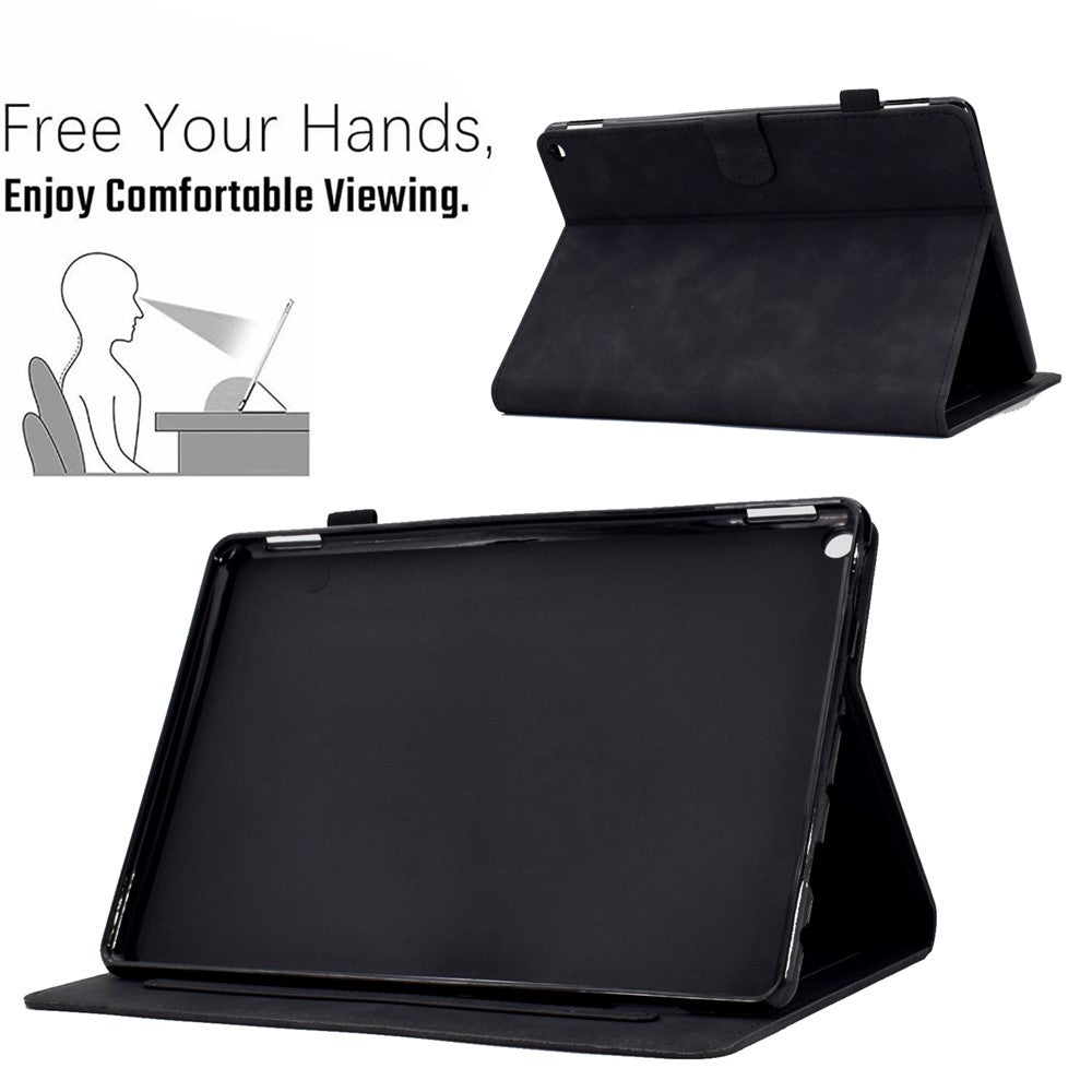 For Amazon Fire HD 8 (2020) Butterfly Flower Pattern Imprinted PU Leather Folio Flip Shell Stitching Line Stand Card Holder Tablet Cover with Auto Wake / Sleep Feature