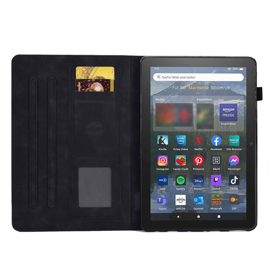 For Amazon Fire HD 8 (2022) / HD 8 Plus (2022) PU Leather Stand Function Card Slots Tablet Case Butterfly Flower Pattern Imprinted Auto Sleep / Wake Cover