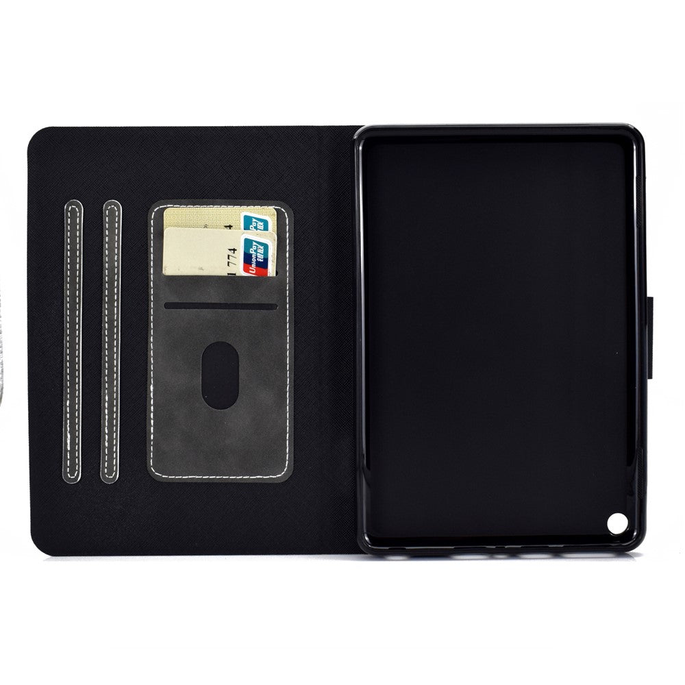 For Amazon Fire HD 8 (2022) Cowhide Texture PU Leather Tablet Case Card Holder Magnetic Clasp Cover with Foldable Stand