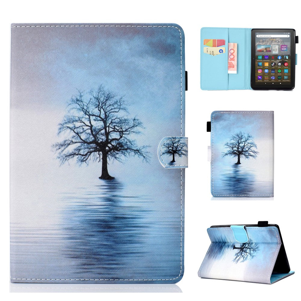 For Amazon Kindle Youth Edition 2022 Folio Flip Tablet Stand Case Stitching Line PU Leather Card Holder Protective Cover
