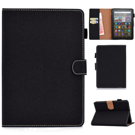For Amazon Kindle Youth Edition 2022 PU Leather Stitching Line Tablet Case Card Slot Stand Folio Cover with Pencil Holder