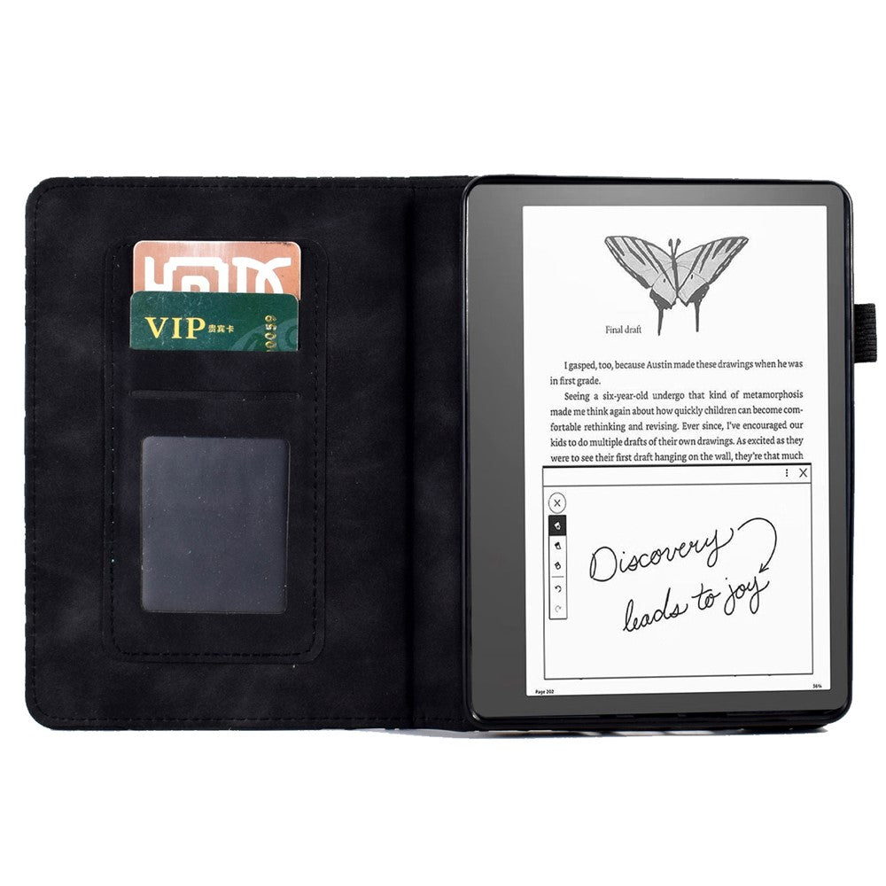 For Amazon Kindle 11th (2024) / 6'' (2022) Leather E-Reader Case Imprinted Tree Stand Card Holder Cover
