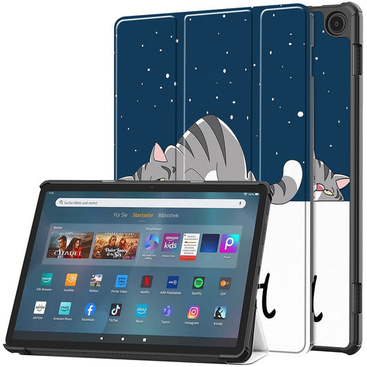 For Amazon Fire Max 11 Auto Wake / Sleep PU Leather Tablet Case Tri-fold Stand Pattern Printed Cover
