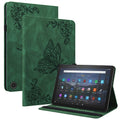 For Amazon Fire Max 11 PU Leather Tablet Case Imprinted Butterfly Flower Stand Flip Cover with Card Holder
