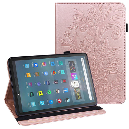 For Amazon Fire Max 11 Stand Tablet Leather Case Flower Imprinting Wallet Tablet Cover