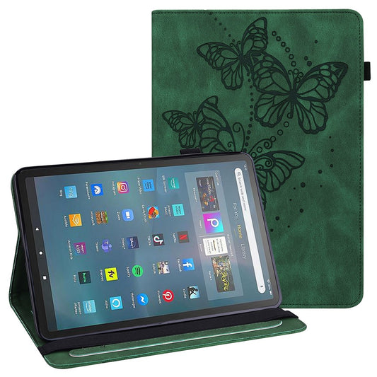 For Amazon Fire Max 11 PU Leather Wallet Tablet Case Imprinted Butterfly Stand Tablet Cover