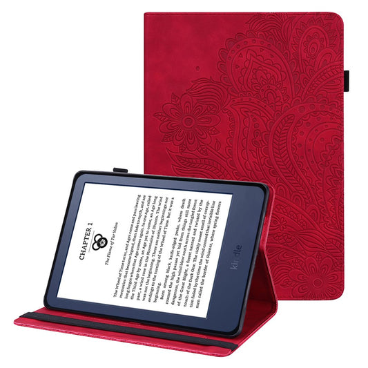 For Amazon Kindle Paperwhite 6 (2022) PU Leather E-Reader Case Pattern Imprinted Card Holder Stand Cover