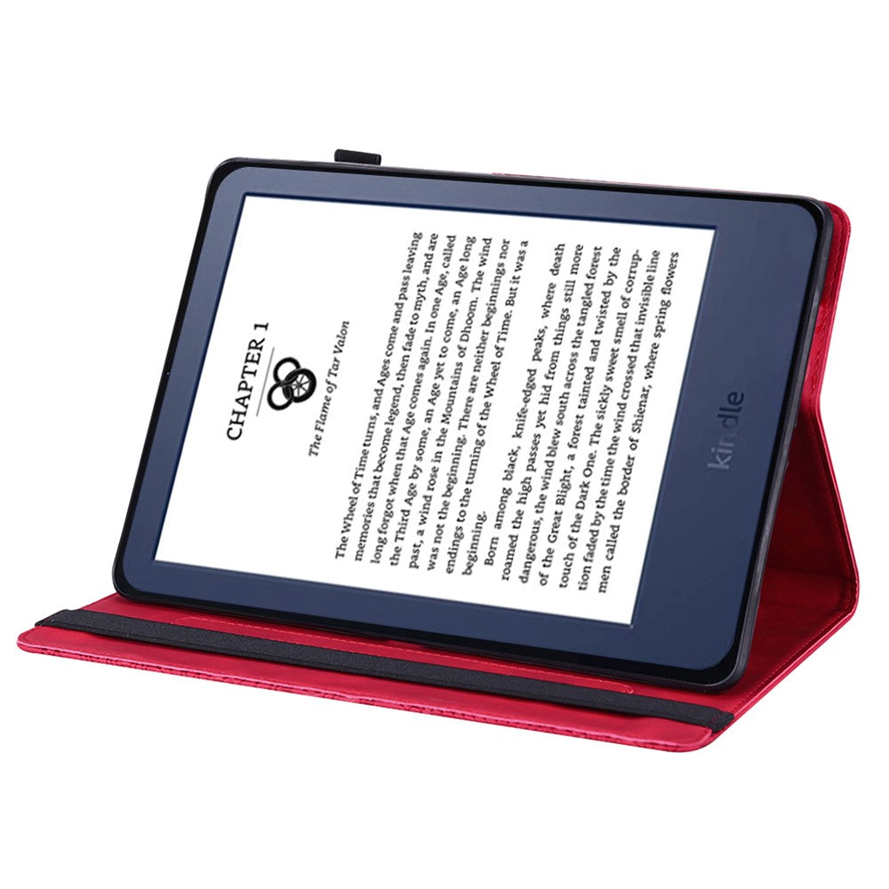 For Amazon Kindle 6 inch (2024) / (2022) PU Leather E-Reader Case Pattern Imprinted Card Holder Stand Cover