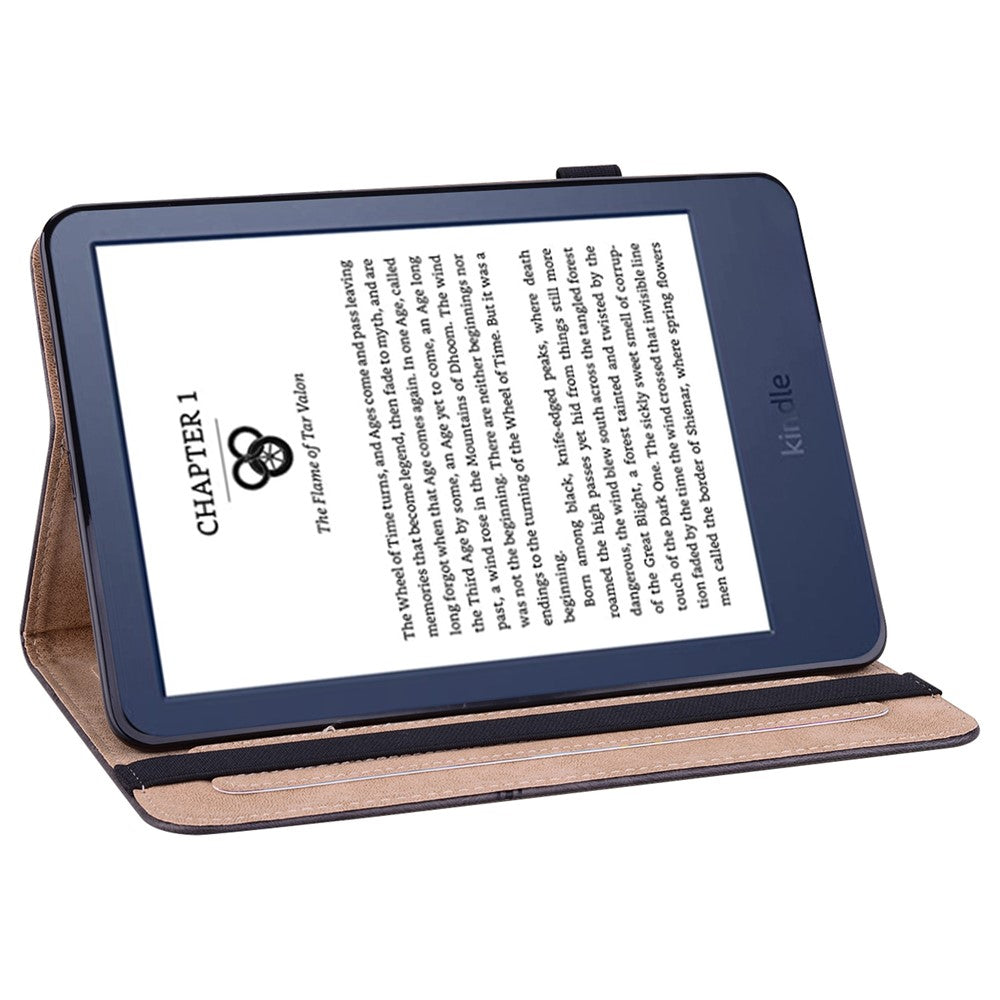 For Amazon Kindle 6 inch (2024) / (2022) Line Imprinted PU Case Shockproof Tablet Cover with Card Slots