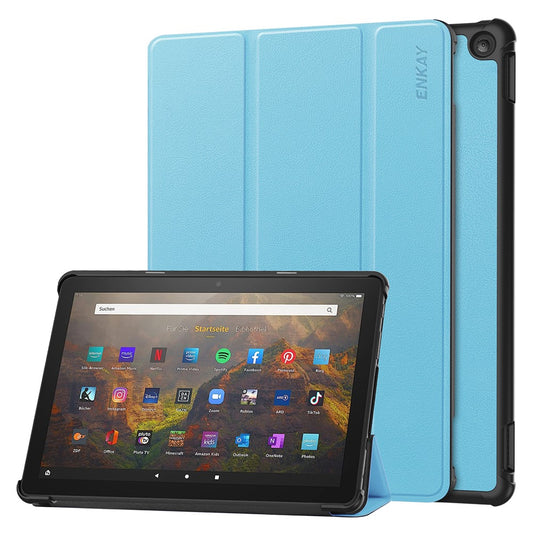 ENKAY HAT PRINCE Trifold Stand Cover for Amazon Fire HD 10 (2023) , PU Leather+PC Auto Wake / Sleep Tablet Case