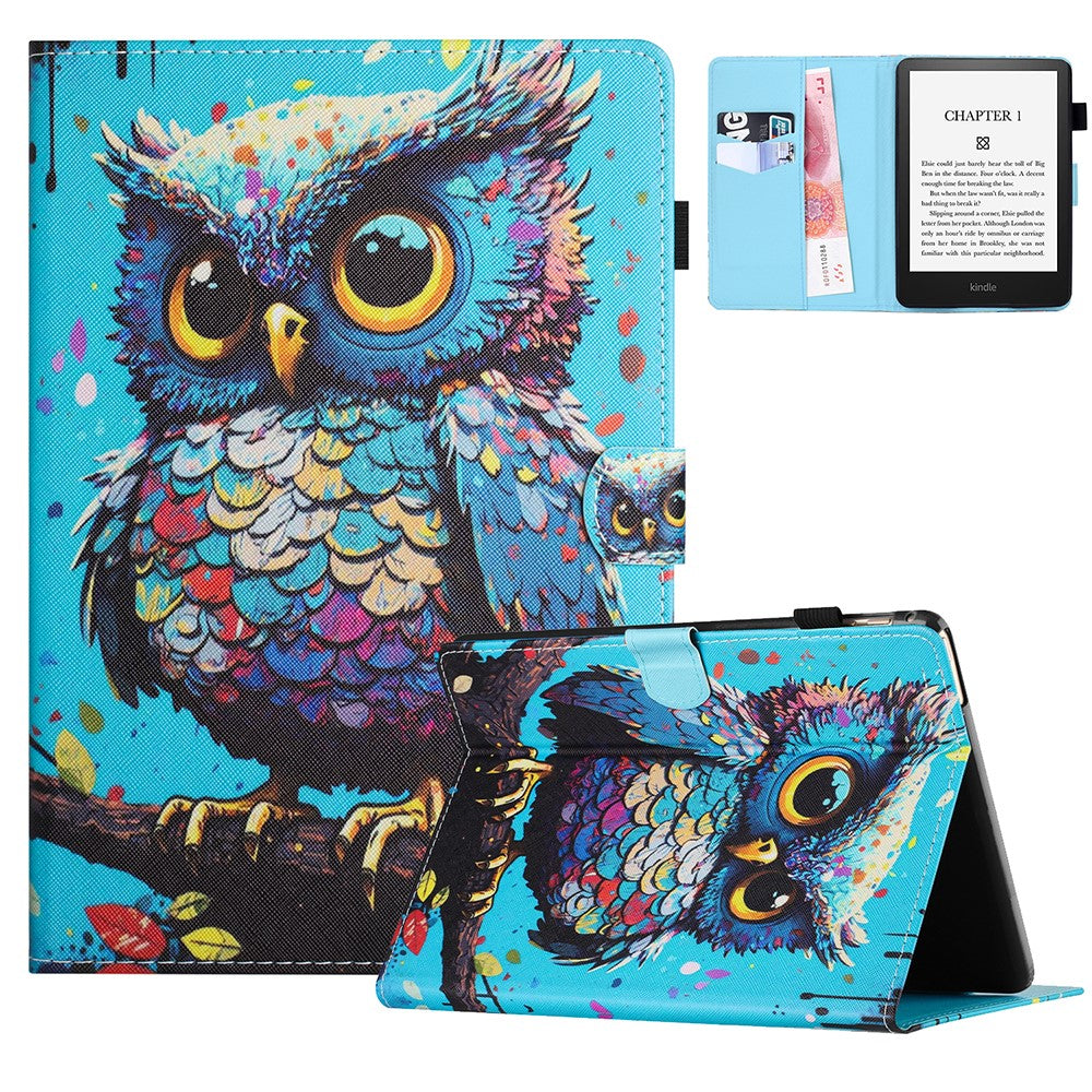 For Amazon Kindle 11th (2024) / 6'' (2022) Case Pattern Printing Leather Wallet E-Reader Cover