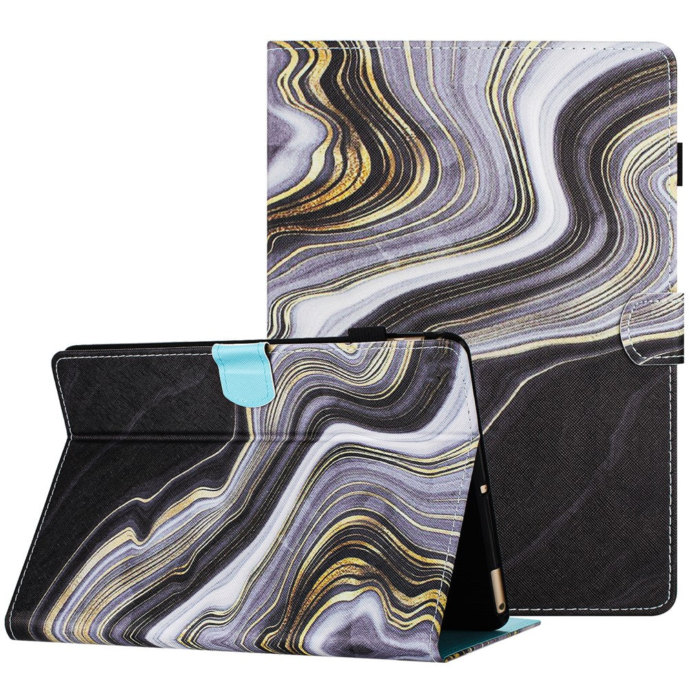 For Amazon Kindle Paperwhite (2015) / 2 (2015) / 3 (2015) / 4 (2018) Case PU Leather Smart Tablet Cover- Gold+Blue Marble