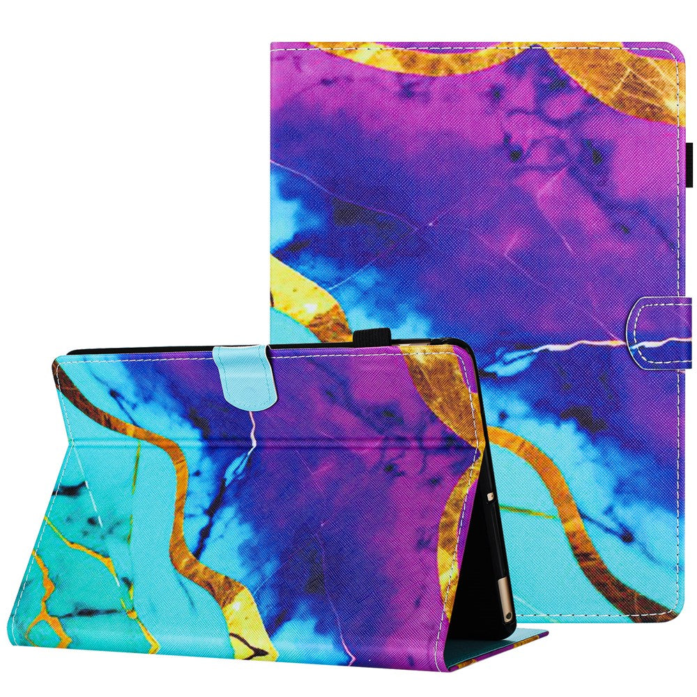 For Amazon Kindle Paperwhite (2015) / 2 (2015) / 3 (2015) / 4 (2018) Case PU Leather Smart Tablet Cover- Gold+Blue Marble