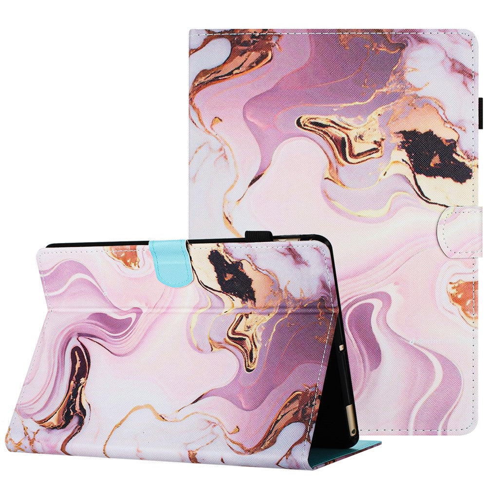 For Amazon Kindle Paperwhite (2015) / 2 (2015) / 3 (2015) / 4 (2018) Case PU Leather Smart Tablet Cover- Gold+Blue Marble