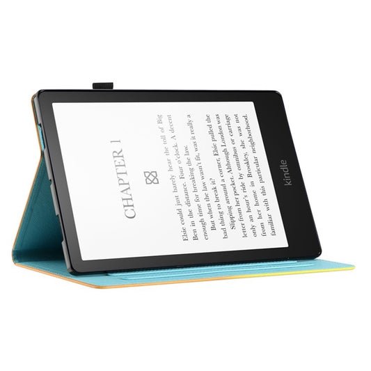 For Amazon Fire 7 (2022) Leather Smart Case Pattern Tablet Cover with Card Holder