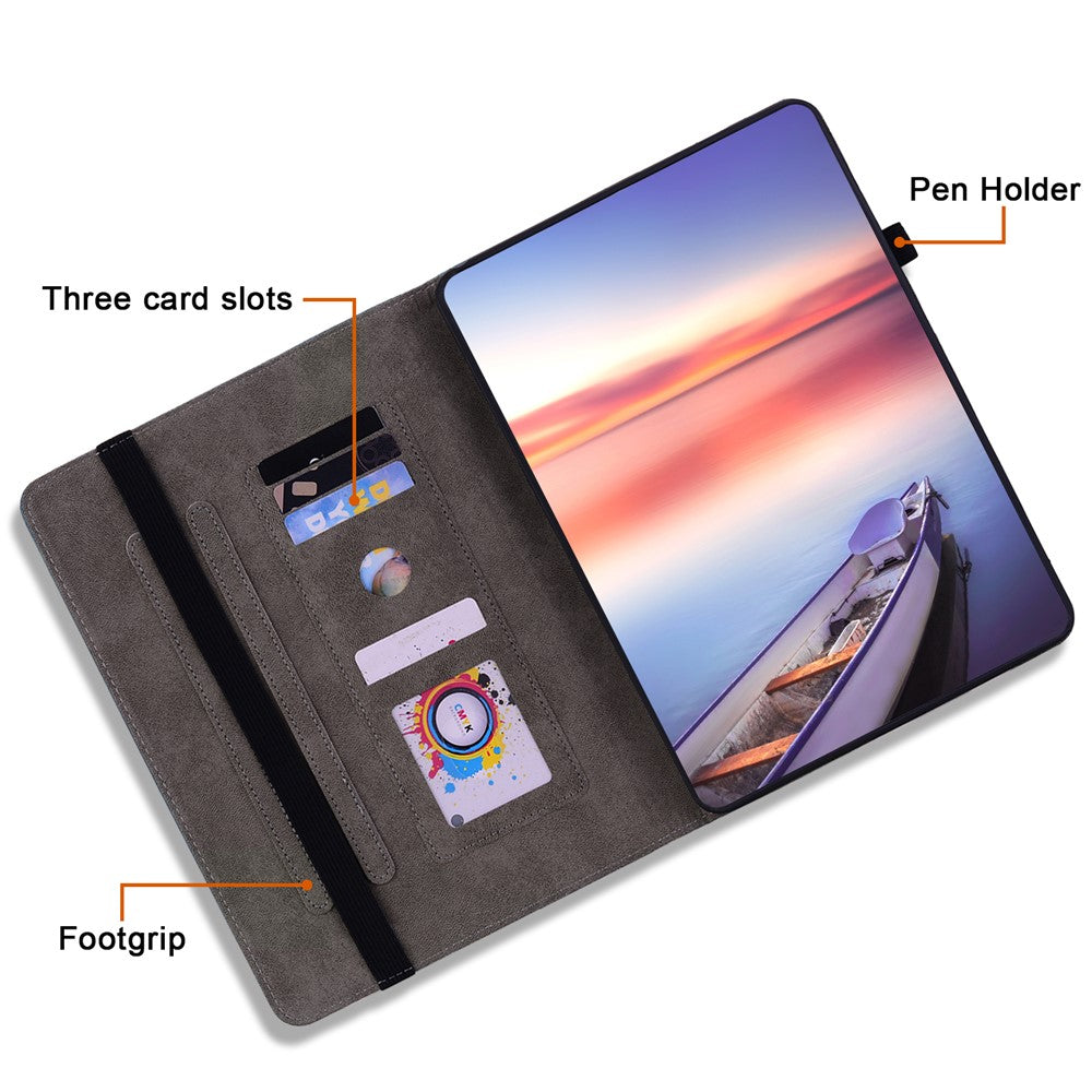 For Amazon Fire HD 10 (2023) Tablet Case Card Holder Butterfly Rose Imprinted PU Leather Cover