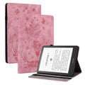 For Amazon Kindle Paperwhite (2024) / Kindle Colorsoft Leather Case Card Holder Rose Flower E-Reader Cover