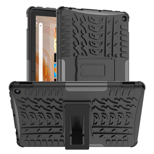 For Amazon Fire HD 10 (2023) Tablet Case Tyre Pattern PC+TPU Kickstand Cover
