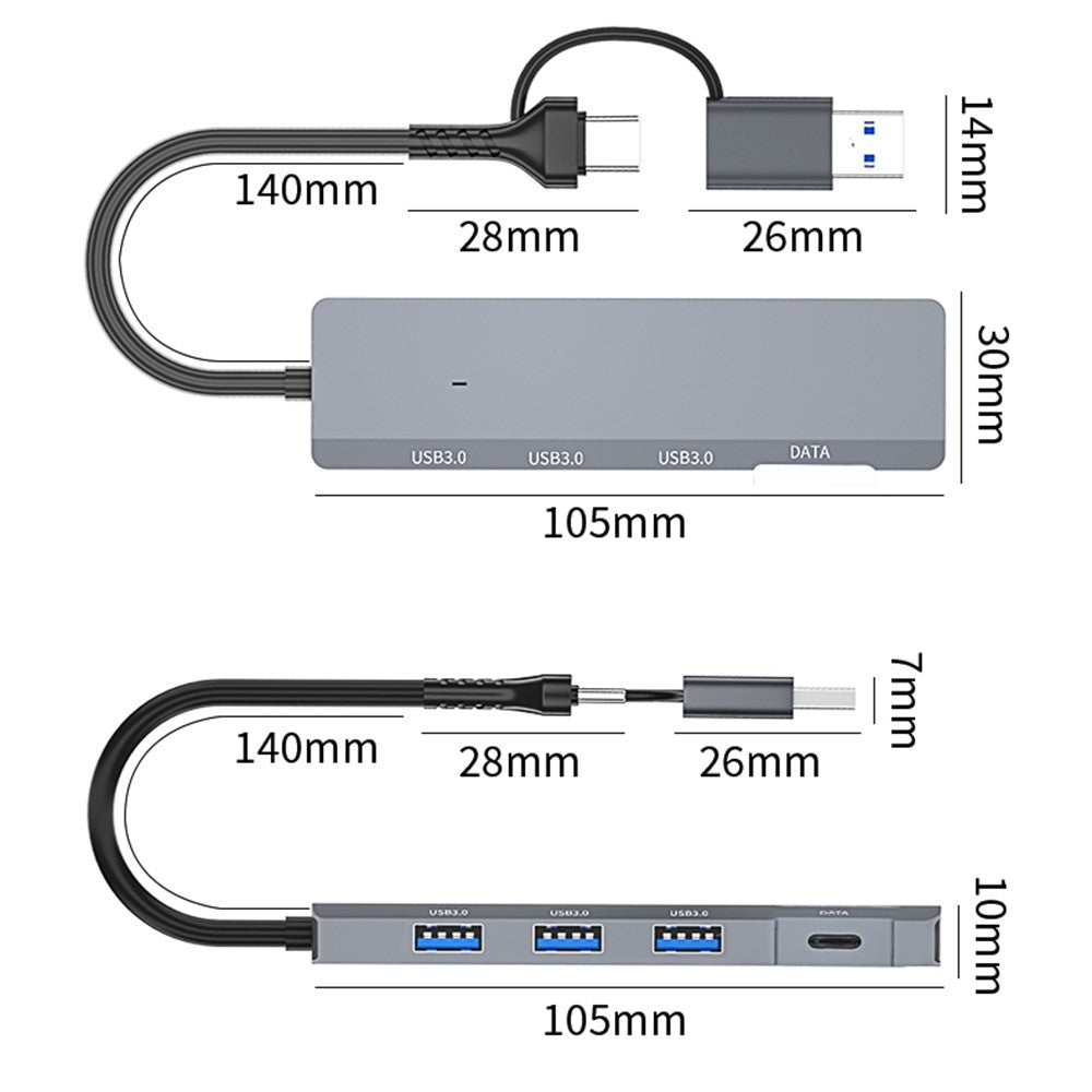 ADS-309D Type-C+USB Expansion Hub Adapter to 3xUSB 3.0+1xUSB-C 3.0 Data Port