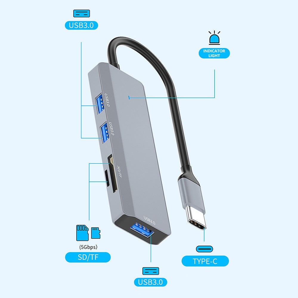 ADS-310C Type-C Hub Expansion Converter to 3xUSB 3.0+2xCard Reader Slots