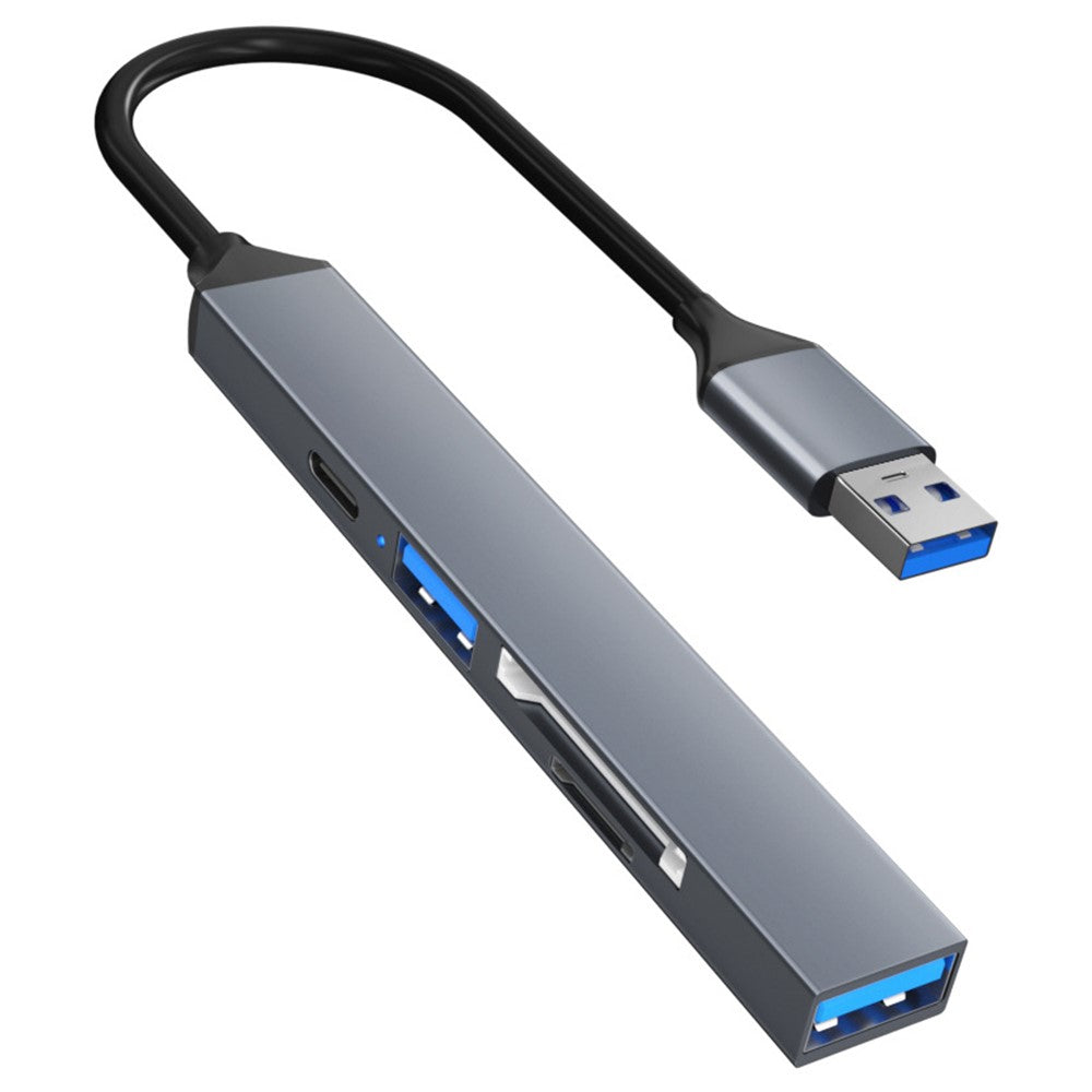 ADS-806A 5-in-1 USB-A to USB3.0 + USB2.0 + Type-C + SD / TF Slot USB Hub Splitter