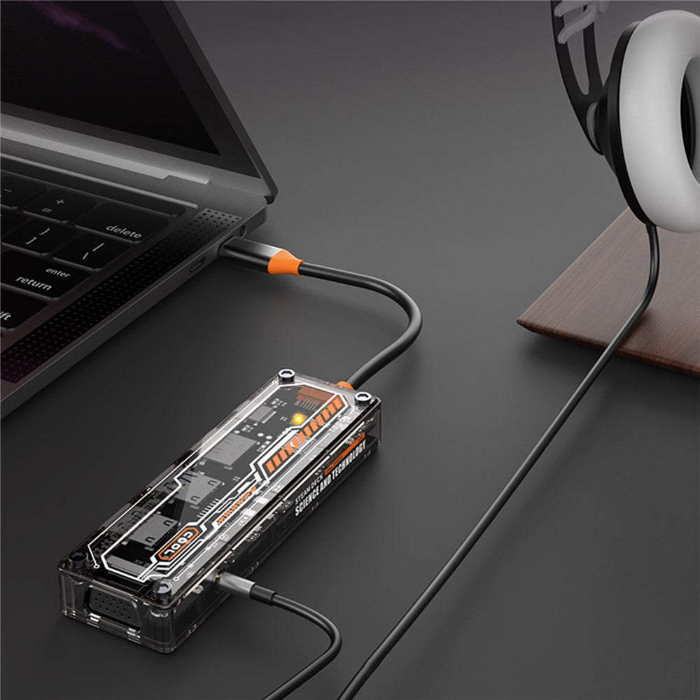 SW6V USB-C Expansion Hub to PD 3.0 100W+HD Output+VGA+USB 3.0+USB 2.0+3.5mm Audio Port