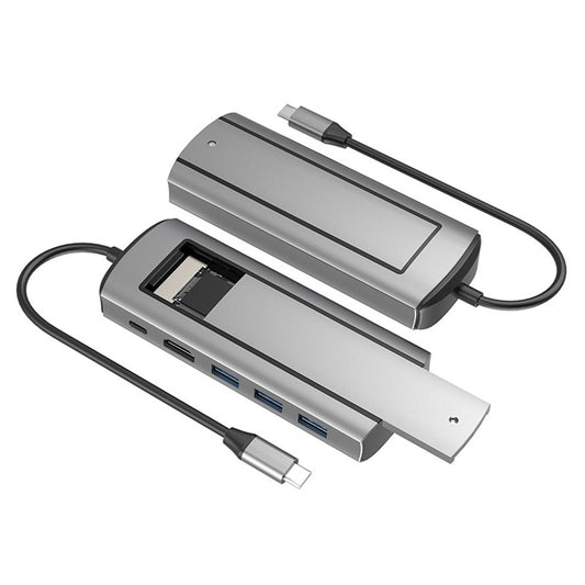FX-2303 6-in-1 Type-C Hub M.2 SATA SSD Enclosure with 4K HD, 100W PD, 3x USB 3.0 Port