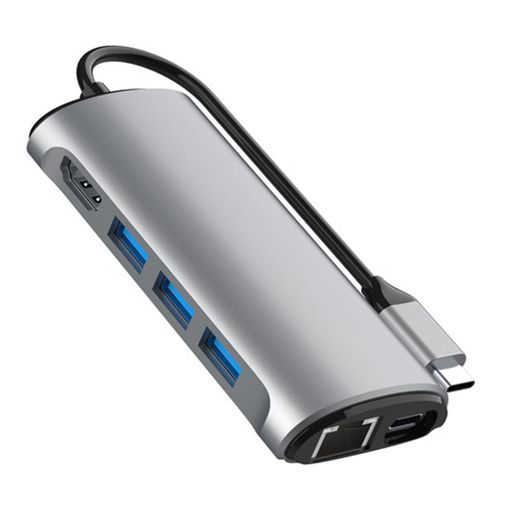 FX-1926 8-in-1 Type-C Hub with 4K HD, Gigabit Ethernet, 3x USB 3.0 Ports, SD / TF Card Reader