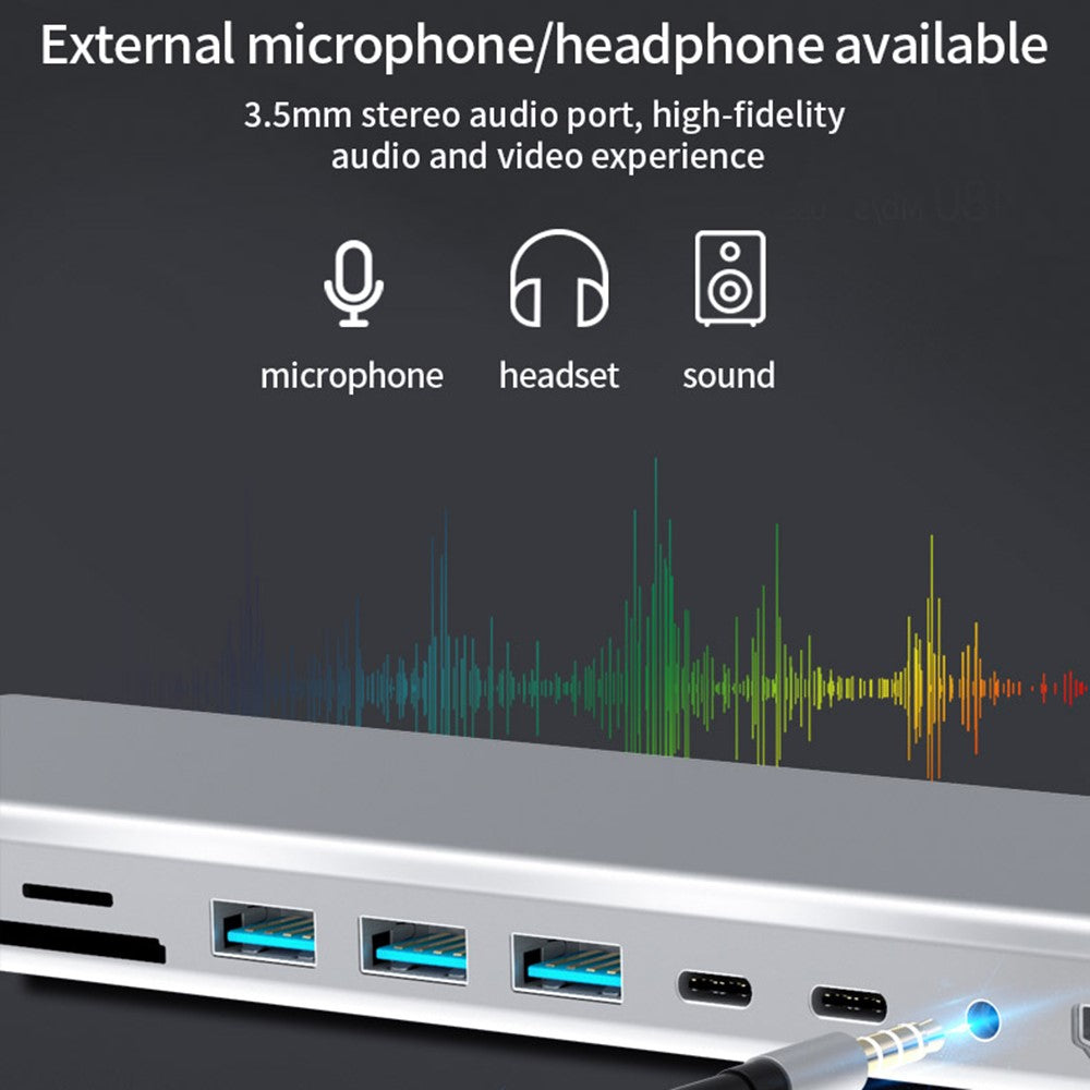 FX-2020 14-in-1 Type-C Hub Multi-Function Docking Station with 4K UHD, USB-C, VGA, SD / TF Reader