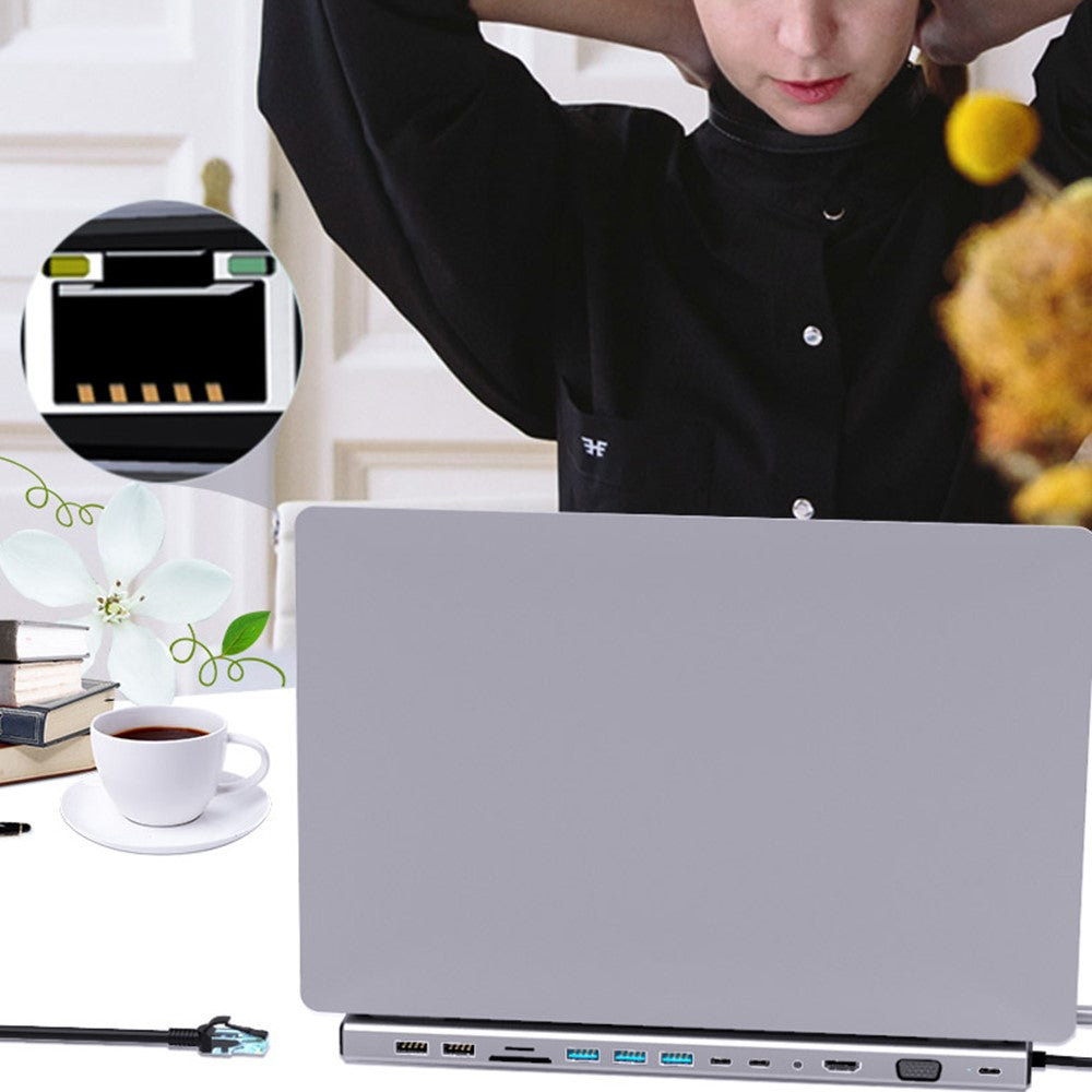 FX-2020 14-in-1 Type-C Hub Multi-Function Docking Station with 4K UHD, USB-C, VGA, SD / TF Reader