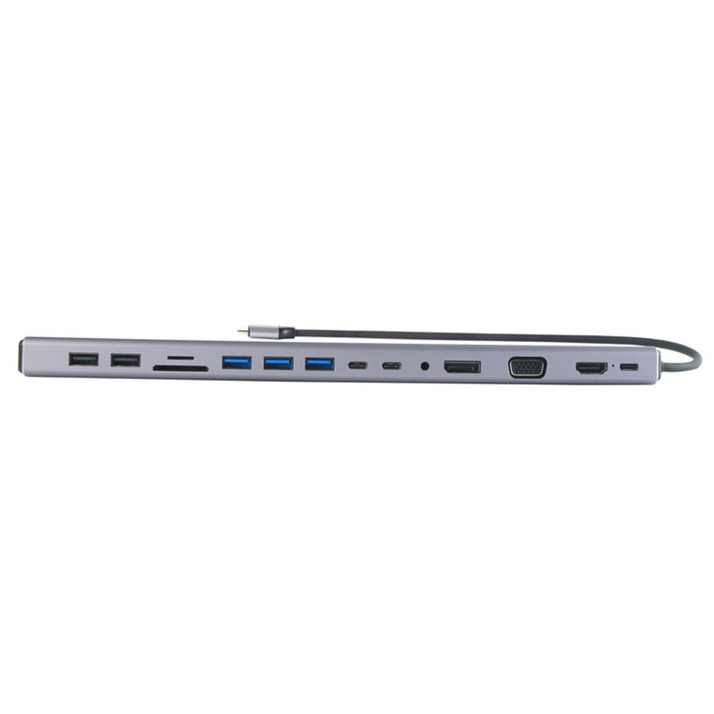 FX-2020C 15-in-1 Type-C Hub with 4K HD, DP, VGA, 100W PD Charging, USB 3.0, RJ45 Ethernet Port