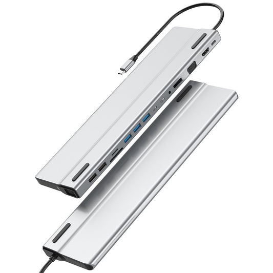 FX-2020C 15-in-1 Type-C Hub with Dual 4K HD, 100W PD, 5Gbps USB-C, VGA, RJ45 and SD / TF Card Reader