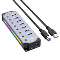 YX-H307 7 Port USB 3.0 Hub with Individual On / Off Switches and Lights 5Gbps Data Transfer for Laptop  /  PC