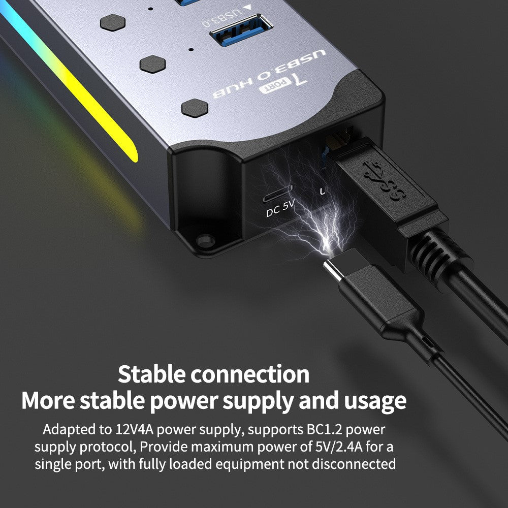 YX-H3010 10 Port USB 3.0 Hub Splitter with Independent Switches 5Gbps Data Transfer for PC  /  Smart TV