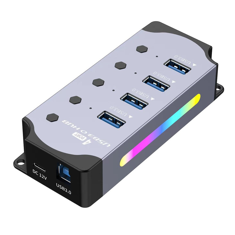 YX-H304 4 Port USB 3.0 Hub Splitter with Independent Switches and Light for PC  /  Smart TV