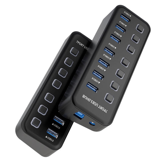 U307 7-Port USB 3.0 Hub Splitter without LED Lights with Individual On / Off Switches for PC  /  Smart TV