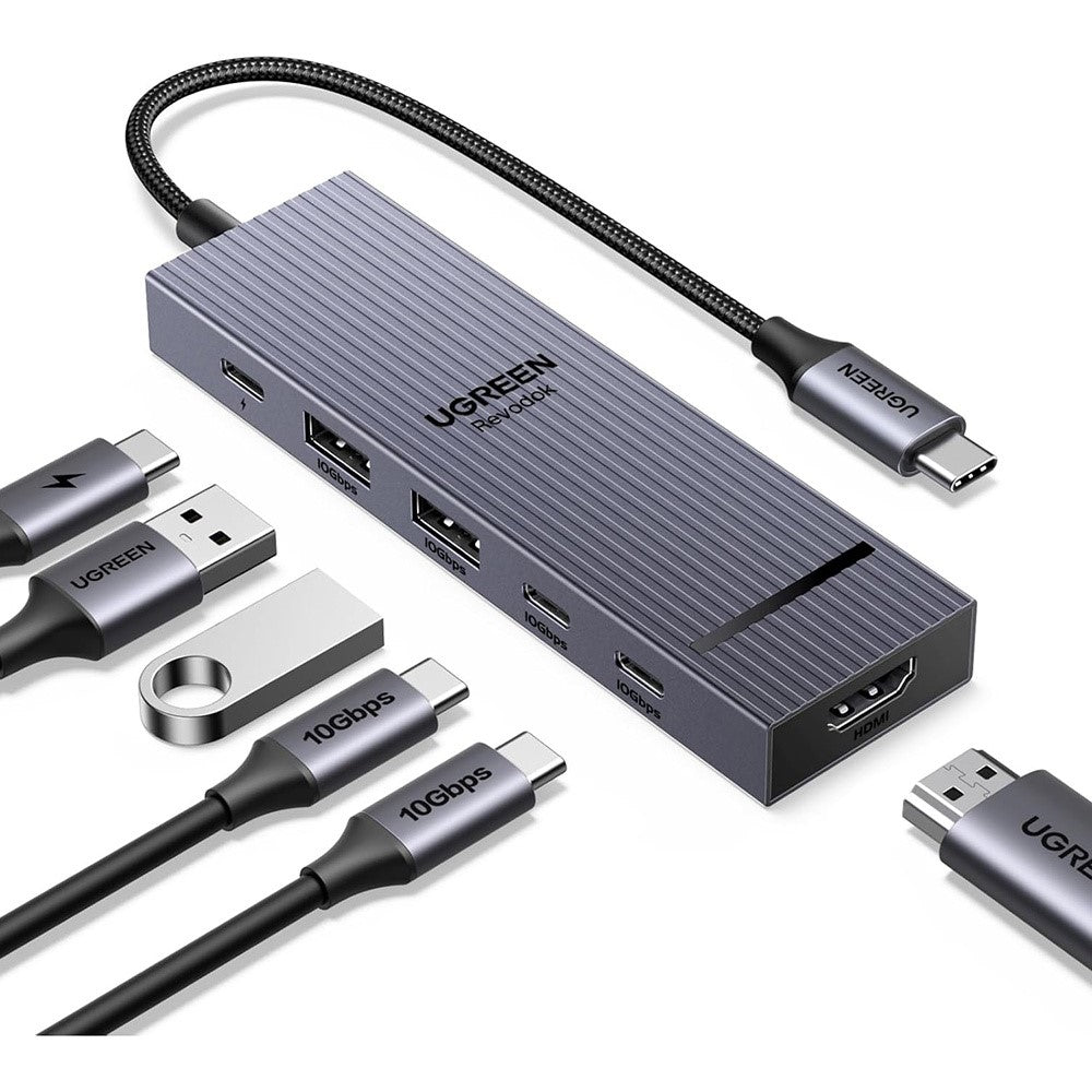 UGREEN 45363 6-in-1 USB-C Hub 10Gbps 4K 60Hz HD 100W Power Delivery Adapter