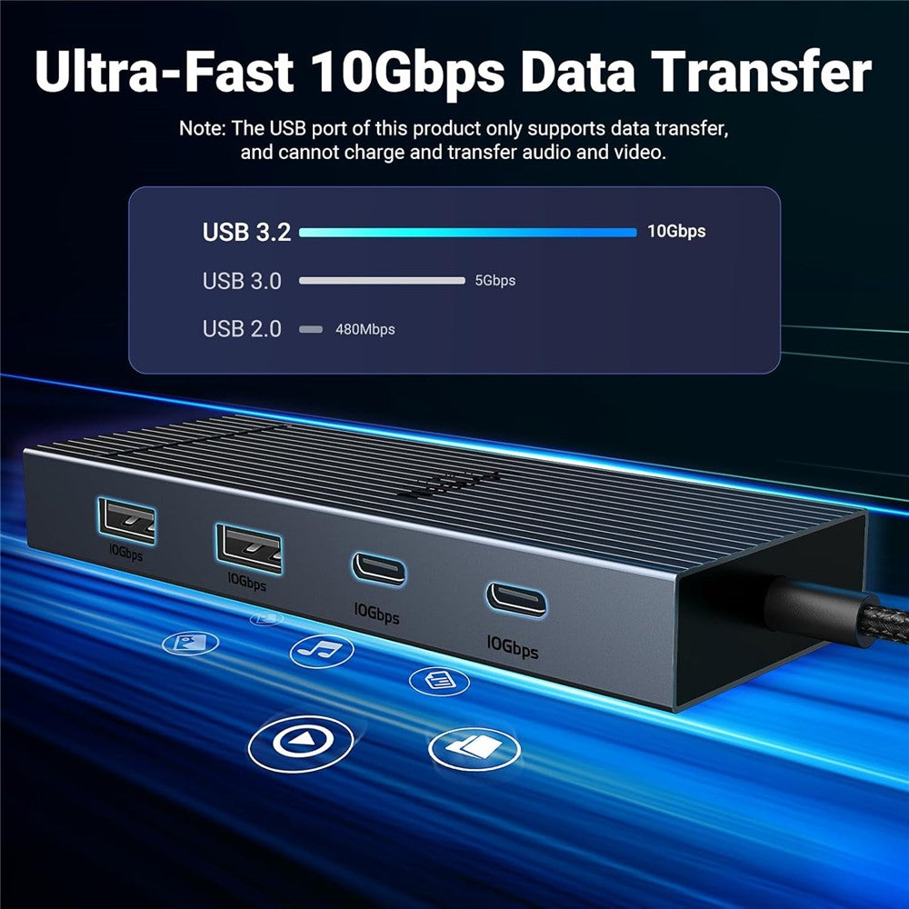UGREEN 45365 USB-C 7-in-1 Hub 10Gbps 4K 60Hz HD USB3.2 PD 100W Laptop Docking Station