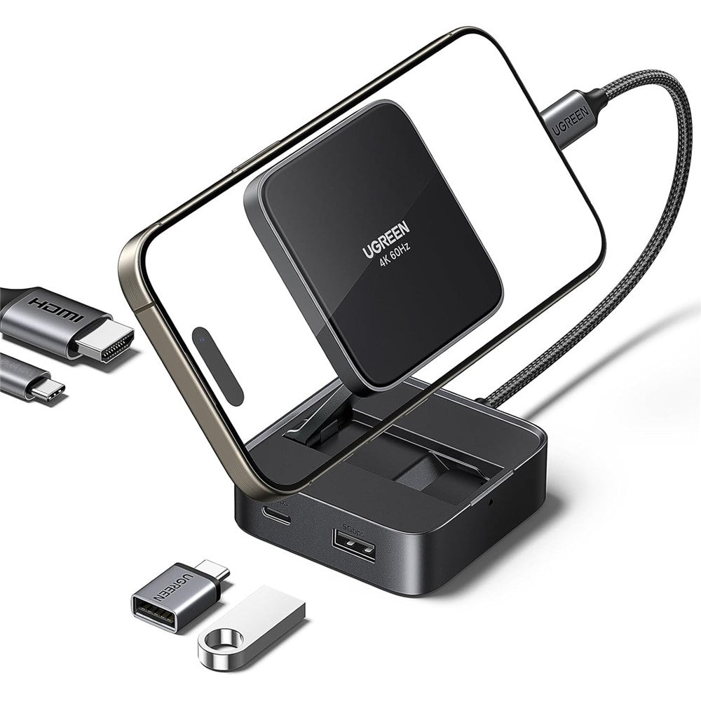 UGREEN USB C 4-in-1 Foldable Hub 4K 60Hz HDMI PD 100W USB 3.0 Docking Station For iPhone 15  /  16 Android Laptops