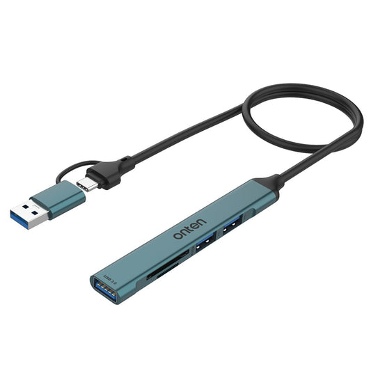 ONTEN UCA9705 Mini Portable USB Hub USB-A / C to USB 3.0 + 2 USB 2.0 + SD / TF Card Reader OTG Adapter