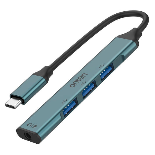 ONTEN OTN-9706 USB-C Hub 3 x USB 2.0 + 3.5mm Audio Adapter Converter