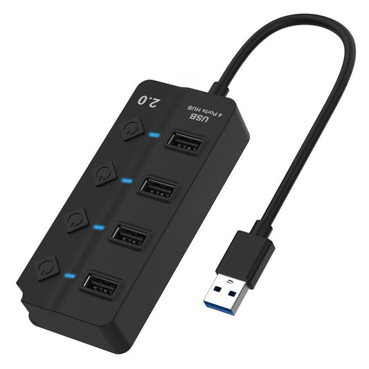 5302 4 in 1 USB 2.0 Hub With Individual Switches Plug and Play 4 Ports Splitter High Speed 480Mbps Data Transfer