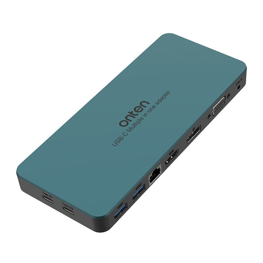 ONTEN 9188S 9 in 1 USB-C Hub Type-C to DP HD VGA 4K USB3.0 USB-C RJ45 3.5mm Docking Station