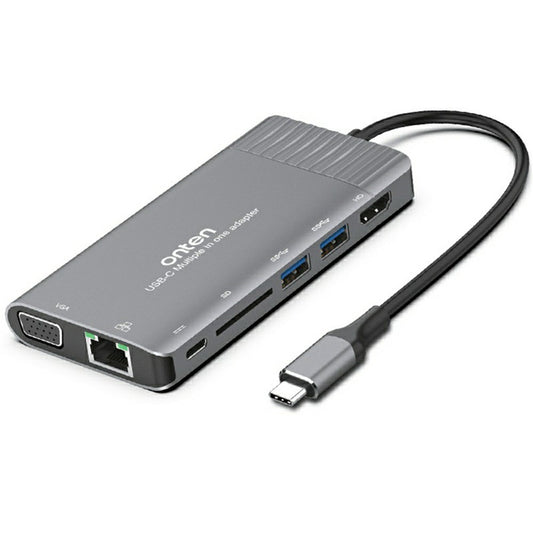 ONTEN RJ45 Gigabit Adapter HUB3.0 Type-C to HDMI 8 in 1 Computer Docking Station For MacBook Pro  /  Chromebook  /  Windows