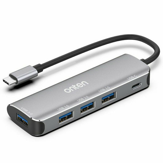 ONTEN 95116S Type-C to 4 x USB3.0 + PD3.0 Adapter Aluminum Alloy USB Hub Splitter
